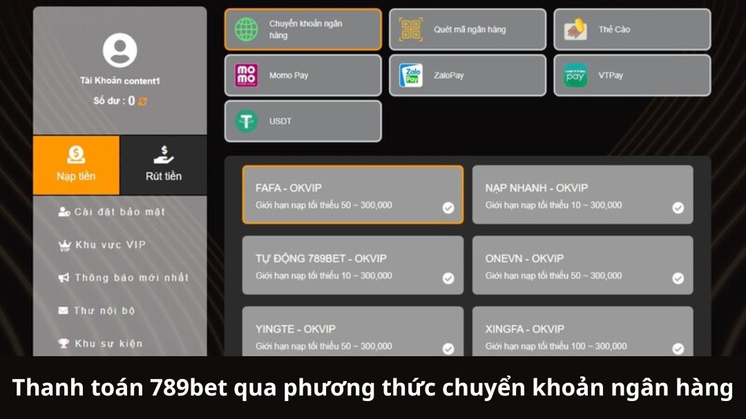 thanh toan 789bet qua phuong thuc chuyen khoan ngan hang